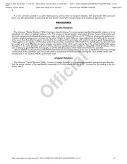 781s Specific Rotation USP Optical Rotation Guidelines | PDF | Chirality (Chemistry ...