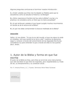Algunas preguntas conclusivas al terminar nuestra introducción:
1. ¿Creen ustedes que Dios nos ha dejado su Palabra para que