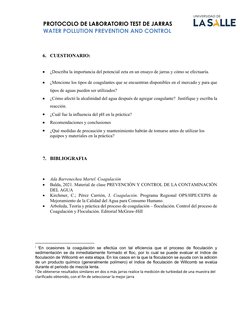 PROTOCOLO DE LABORATORIO TEST DE JARRAS             
 
     WATER POLLUTION PREVENTION AND CONTROL 
 
 
 
6. CUESTIONARI