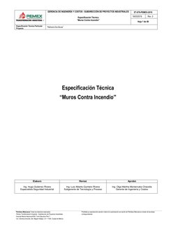 GERENCIA DE INGENIERÍA Y COSTOS - SUBDIRECCIÓN DE PROYECTOS INDUSTRIALES 
 
Especificación Técnica 
“Muros Contra Incendio”
