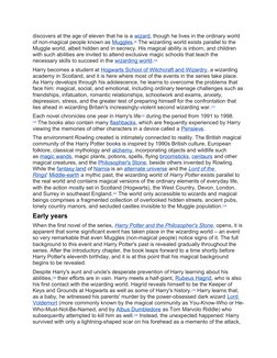 discovers at the age of eleven that he is a wizard, though he lives in the ordinary world
of non-magical people known as Mug