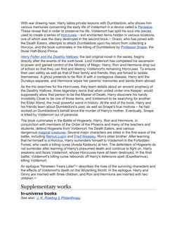 With war drawing near, Harry takes private lessons with Dumbledore, who shows him
various memories concerning the early life