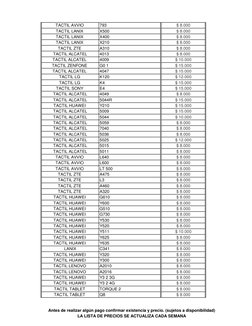 TACTIL AVVIO 
793
$ 8.000
TACTIL LANIX 
X500
$ 8.000
TACTIL LANIX 
X400
$ 8.000
TACTIL LANIX 
X210
$ 8.000
TACTIL ZTE 
A310
$