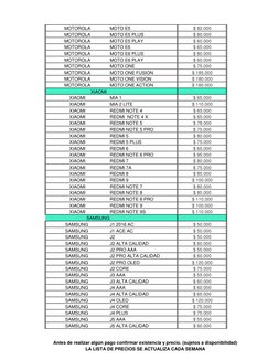 MOTOROLA
MOTO E5
$ 82.000
MOTOROLA
MOTO E5 PLUS
$ 80.000
MOTOROLA
MOTO E5 PLAY
$ 60.000
MOTOROLA
MOTO E6
$ 65.000
MOTOROLA
MO