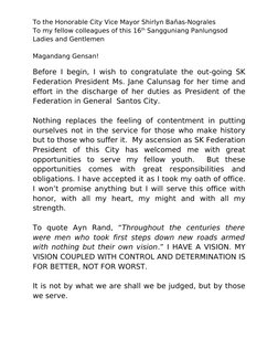 To the Honorable City Vice Mayor Shirlyn Bañas-Nograles
To my fellow colleagues of this 16th Sangguniang Panlungsod 
Ladies a