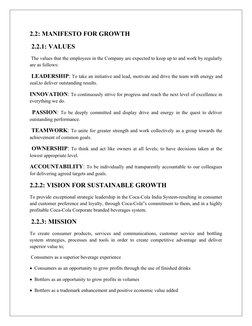 2.2: MANIFESTO FOR GROWTH
 2.2.1: VALUES
 The values that the employees in the Company are expected to keep up to and work by