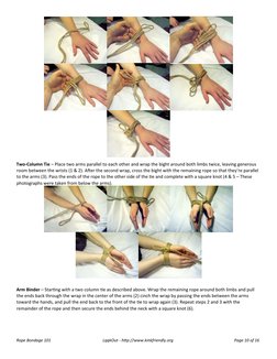 Two‐Column Tie – Place two arms parallel to each other and wrap the bight around both limbs twice, leaving generous
room bet