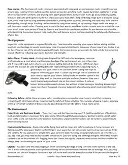 Rope marks – The four types of marks commonly associated with ropework are compression marks created by wraps
around skin, r