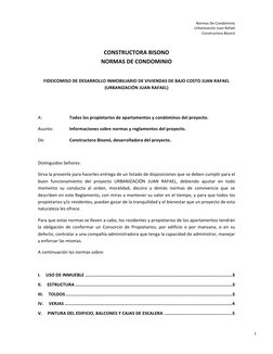 Normas De Condominio 
Urbanización Juan Rafael   
Constructora Bisonó 
 
  
1