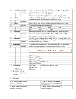 4.1        Introductory Activity      
Present  a video to the class about the "Number Song"  (see appendices)
5
minutes
Afte