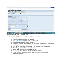 SAP PM Maintenance Order Tutorial | PDF | Parameter (Computer ...