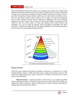 PWC of Davao 
Course: VE 20  
 
Page | 2 
 
The kind of TLM used affects the learning. For example, same content can be taugh