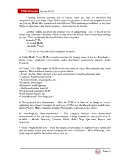 PWC of Davao 
Course: VE 20  
 
Page | 4 
 
Teaching learning materials are of various types and thus are classified and 
cat