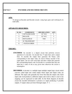 Encoder and Decoder Circuit Design | PDF | Computing | Computer Engineering