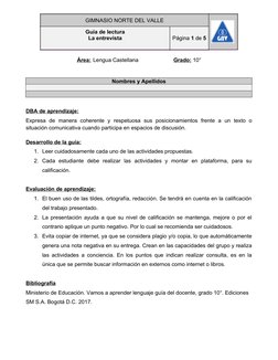Área: Lengua Castellana
Grado: 10°
Nombres y Apellidos
DBA de aprendizaje:  
Expresa  de  manera  coherente  y  respetuosa
