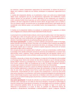 Las creencias y demás componentes cognoscitivas (el conocimiento, la manera de encarar al
objeto, etc.) relativos al objeto d