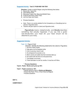 Suggested Activity:  Task 5.1 PUSH MO YAN TEH!
Direction: Create a colorful Slogan using the following lines below.
1.
Basura