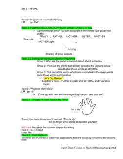 Set 5 - YFMALI
                                
Task2: GI (General Information) Pinoy
LM       pp. 156
Task 2.1“WORD ASSOCCIA