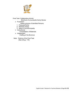 Final Task: Collaborative Activity
                     Brochure of a successful family Stories   
Frustration:
        Gath