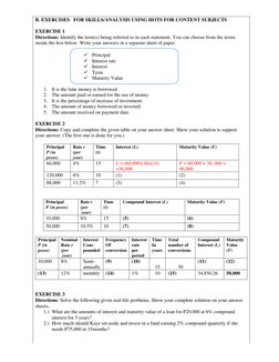 B. EXERCISES   FOR SKILLS/ANALYSIS USING HOTS FOR CONTENT SUBJECTS 
 
EXERCISE 1  
Directions: Identify the term(s) being ref