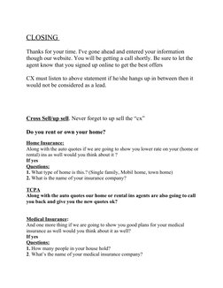 Auto Insurance Cold Call Script | PDF