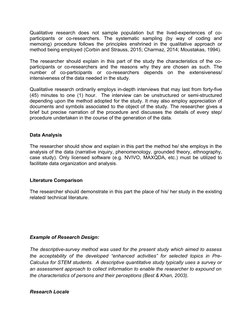 Qualitative  research  does  not  sample  population  but  the  lived-experiences  of  co-
participants  or  co-researchers.
