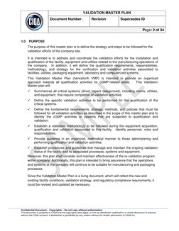 CIQA Validation Master Plan Sample Template | PDF | Verification And ...