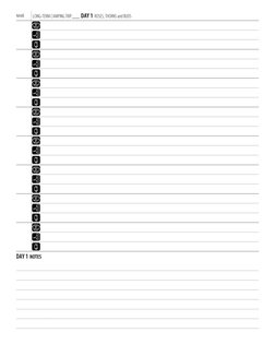  
 NAME  LONG-TERM CAMPING TRIP ___  DAY 1  ROSES, THORNS and BUDSDAY1 NOTES
 
