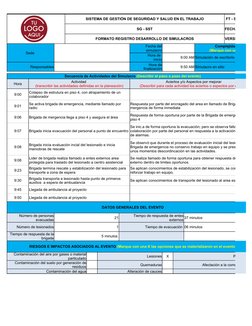 SISTEMA DE GESTIÓN DE SEGURIDAD Y SALUD EN EL TRABAJO
 FT - SST - ###
SG - SST
FECHA:
FORMATO REGISTRO DESARROLLO DE SIMULACR