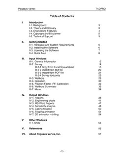 Pegasus Vertex
TADPRO
- 2 -
Table of Contents
I.
Introduction
I-1. Background
3
I-2. Theory and Gl