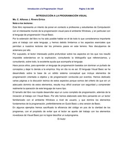 Introducción a la Programación  Visual                                 Página 1 de 168
INTRODUCCIÓN A LA