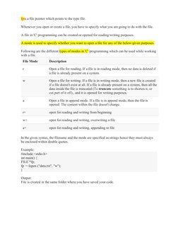 fpis a file pointer which points to the type file.
Whenever you open or create a file, you have to specify what you are going