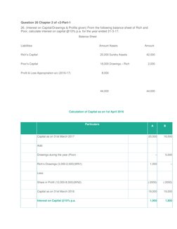 Question 26 Chapter 2 of +2-Part-1 
26. (Interest on Capital/Drawings & Profits given) From the following balance sheet of Ri