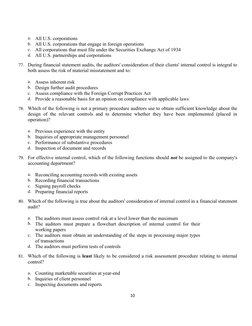 Internal Control Review Quiz | PDF | Internal Control | Audit