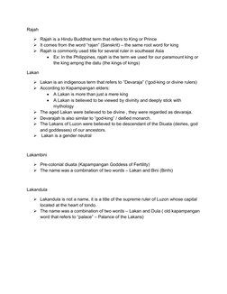 Understanding Datu, Rajah, and Lakan | PDF | Philippines | Southeast Asia