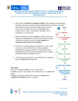 PROGRAMACIÓN PARA NIÑOS Y NIÑAS  “CODING FOR KIDS”
EVIDENCIA DE TRANSFERENCIAS DE CONOCIMIENTOS A
ESTUDIANTES
6. Ahora sigue