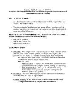 Human Variations in Culture and Politics | PDF | Society | Identity ...