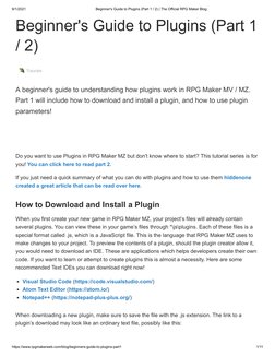 RPG Maker MV Plugin Basics Guide | PDF | Parameter (Computer ...