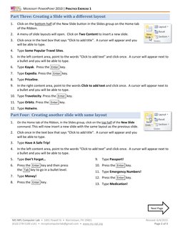 MICROSOFT POWERPOINT 2010 | PRACTICE EXERCISE 1 
MC-NPL Computer Lab  •  1001 Powell St  •  Norristown, PA 19401 
(610) 278