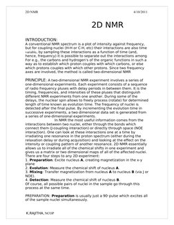 2D NMR                                                                                                                4/10/20