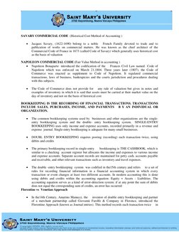 SAVARY COMMERCIAL CODE  (Historical Cost Method of Accounting ) 
 
• 
Jacques Savary, (1622-1690) belong to a noble 
Fr