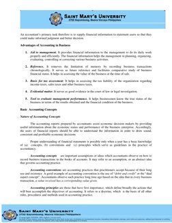 An accountant’s primary task therefore is to supply financial information to statement users so that they 
could make i