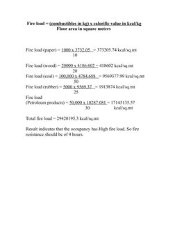 Fire load = (combustibles in kg) x calorific value in kcal/kg
Floor area in square meters
Fire load (paper) = 1000 x 3732.05