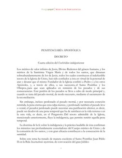 liturgiapapal | MANUAL DE INDULGENCIAS 
 
2 
 
 
 
 
 
 
 
 
 
 
 
PENITENCIARÍA APOSTÓLICA 
 
DECRETO 
 
Cuarta edición del
