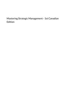 Mastering Strategic Management 1st Canadian Edition 1563834290 ...
