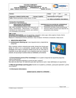 COLEGIO COMFABOY 
Pedagogía con Sentido Emprendedor 
GUIA DE ENSEÑANZA ___ APRENDIZAJE _X_   No. 014                  
AREA: