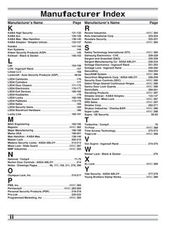 Manufacturer Index
ii
Manufacturer’s Name 
Page
K
KABA High Security ..................................................... 13