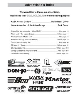 Advertiser’s Index
We would like to thank our advertisers.
on the following pages:
Please see their FULL COLOR AD
FULL COLOR