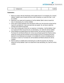 To Bank A/C
10,000
Explanation:
1.
Bank is an asset, with the introduction of the capital amount, it is increasing. So, it wi