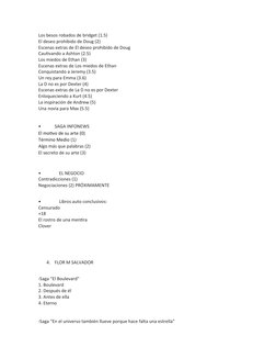 Los besos robados de bridget (1.5)
El deseo prohibido de Doug (2)
Escenas extras de El deseo prohibido de Doug
Cautivando a A